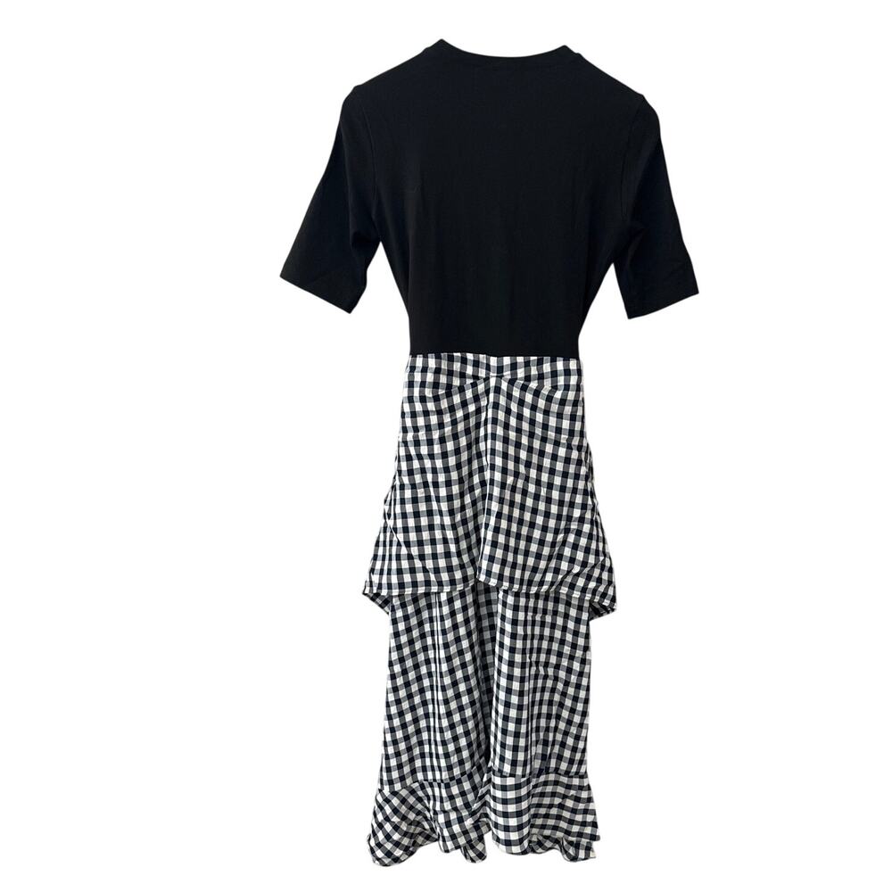 Maje Rapri Black & White Gingham Jersey & Skirt Midi Dress Size US Large (3) - Picture 10 of 12